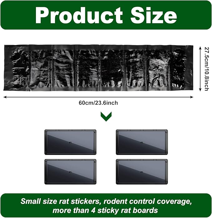 Qualirey 8 Pack Large Sticky Mouse Trap 24 Inch Sticky Rat Glue Roach Indoor Pest Control for Trapping Snakes Rats Spiders Roaches in Restaurant Kitchen House Supplies (Black)