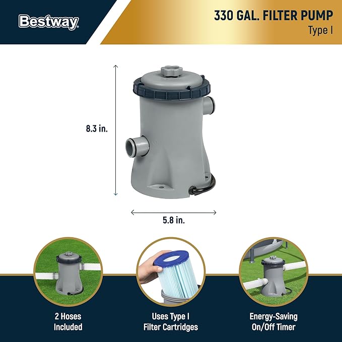 Bestway Steel Pro MAX 12' x 30" Above Ground Pool, Round Metal Frame Outdoor Swimming Pool Set with Filter Pump & Type I Cartridge, Stone Print