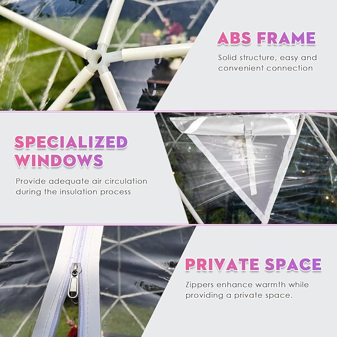 Garden Dome Tent, 9.6/12/15 ft Outdoor Clear Bubble Tent for 2-8 Person, All-Weather Geodesic Dome Greenhouse with Window & Door, PVC Transparent Tent for Patio, Camping, Party