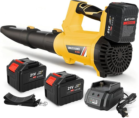 Electric Leaf Blower Cordless, Battery Powered Leaf Blower with 2 x 6.0Ah Batteries and Charger, 6 Speed Mode, 650 CFM 280 MPH Lightweight Leaf Blowers for Lawn Care, Patio, Dust, Blowing Leaves, Snow