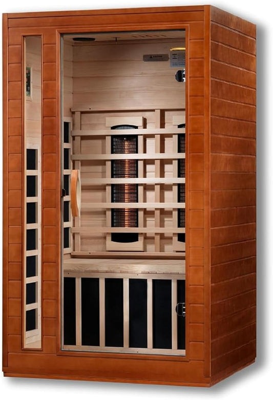 DYNAMIC SAUNAS Cardoba 2-Person Full Spectrum Infrared Sauna with Red Light Therapy & Bluetooth Speakers | Personal Indoor Dry Heat Sauna for Home & Gym – Made from Canadian Hemlock