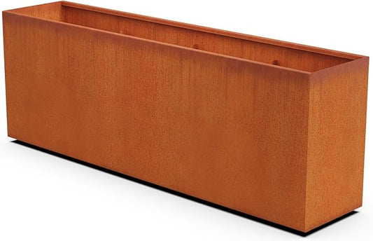 Plantercraft Corten Steel Planters | 84 Inch Extra Large Rectangular Planters for Outdoor Plants | Heavy Duty Metal Planter Box for Modern Patio Privacy Screen & Landscape Design