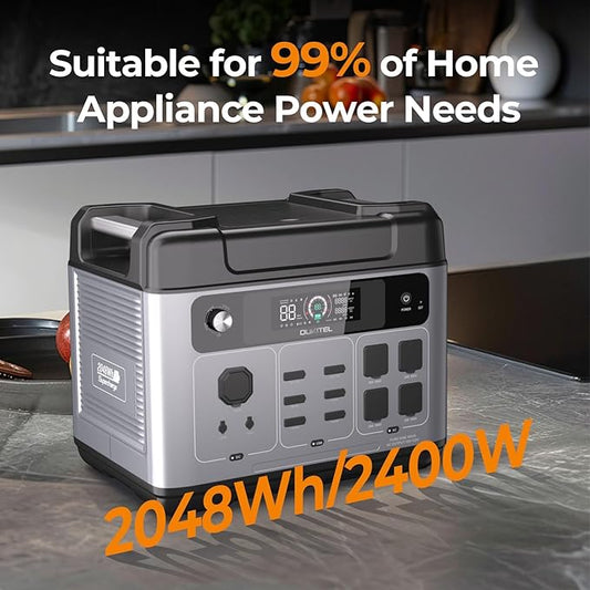 OUKITEL P2001 Plus 2400W Solar Generator with 100W Solar Panel, 2048Wh Solar Power Station with 4 AC Outlets(5000W Peak), 1.5H Full Charging, APP Control Battery Backup for Home, Camping & RVs