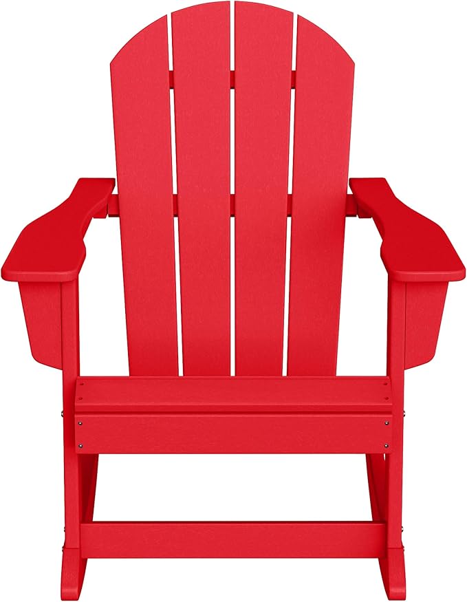 WestinTrends Malibu Outdoor/Patio Poly Adirondack Rocking Chair, Red