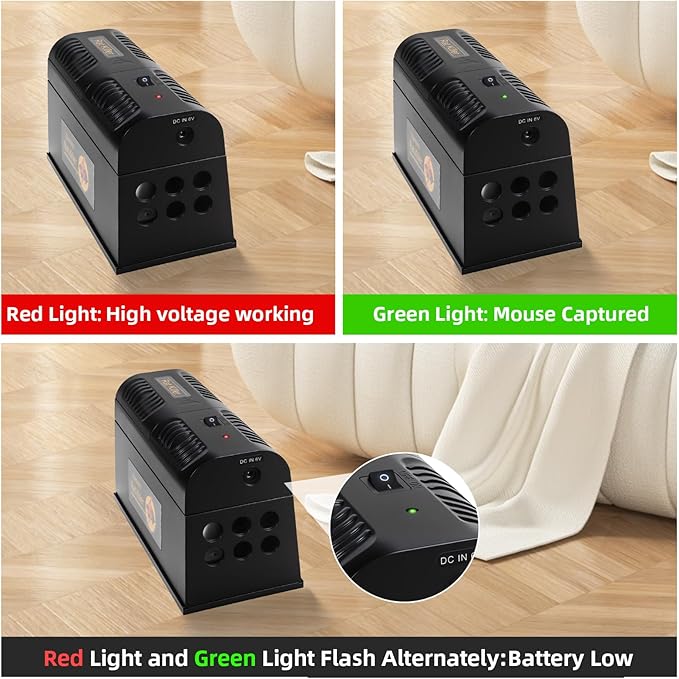 2025 Electric Mouse Trap Zapper Powerful Rat Traps Indoor for Homes with Anti-Escape Door,Reusable&Effective Humane Rodent Zapper Electric Shock Mouse Killer for Garage,Bedroom,Home