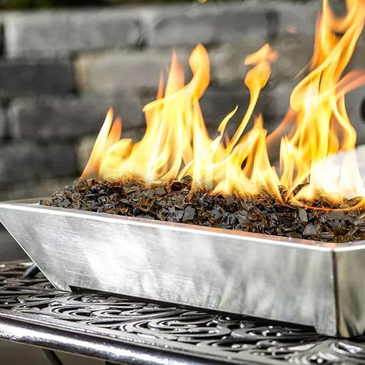 Onlyfire 10 lbs Fire Glass for Propane Fire Pit, 1/2-Inch High Luster Fireplace Glass Rocks for Fire Pit Table, Bronze