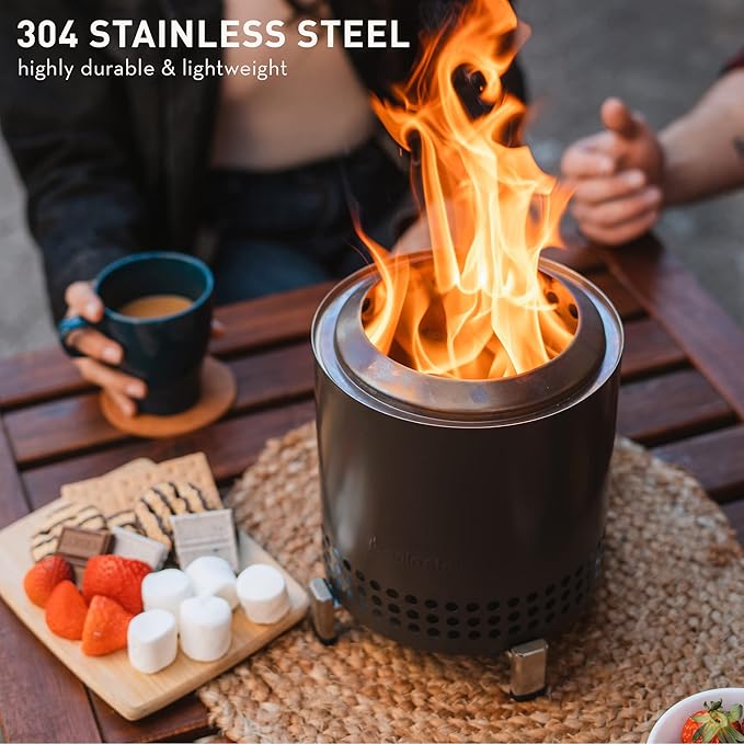 Solo Stove Mesa XL, 7 Inch Tabletop Fire Pit with Stand - Smokeless, Stainless Steel Fire Pit for Camping, Outdoor & Patio- Wood Burning or Pellet Fueled Portable Bonfire, 2.3lbs, Deep Olive