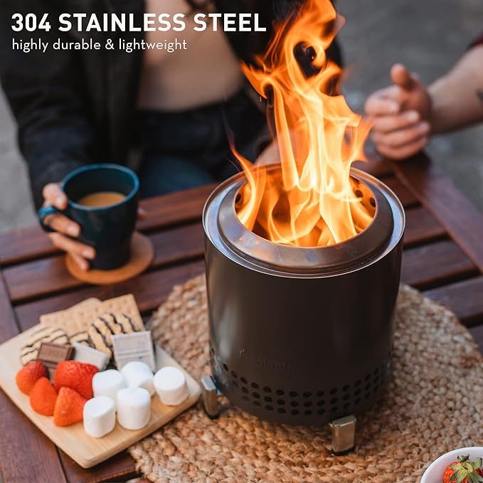 Solo Stove Mesa XL, 7 Inch Tabletop Fire Pit with Stand - Smokeless, Stainless Steel Fire Pit for Camping, Outdoor & Patio- Wood Burning or Pellet Fueled Portable Bonfire, 2.3lbs, Stainless Steel