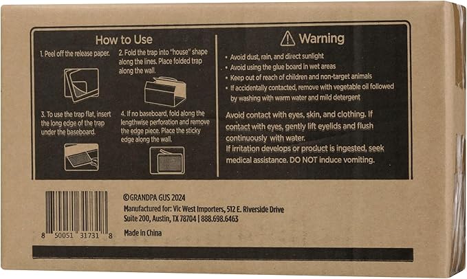 Grandpa Gus's Mouse & Insect Glue Board Traps, Extra-Long Foldable Pre-Baited Sticky Traps for Mouse, Roach, Spider, Ant & Fly, 9.25" x 5.25", Pack of 36