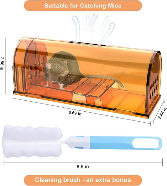 6 Pack Live Mouse Traps No Kill, Humane Mouse Traps Indoor for Home, Reusable Mice Trap Catcher for House & Outdoors