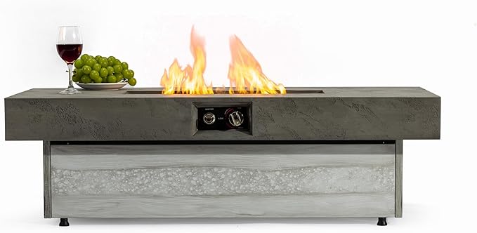 Outdoor Fire Pit Table Propane Gas Fire pits Outdoor Fireplaces 47'' Rectangular Firepit Table, 50,000 BTU Fire Table for Patio Set, Two Options of Assembled Hight Grey.