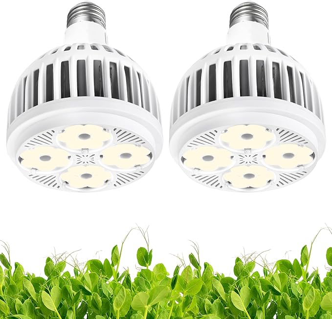 Grow Lights for Indoor Plants, Full Spectrum 4000K, 22W Plant Light Bulb with High PPFD, E27 Base, LED Energy Saving Grow Light Bulb for Seeding and Growing, 2 Pack