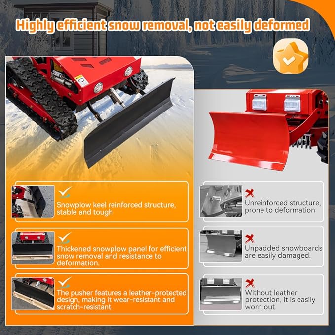 9HP Remote Control Lawn Mower, Small Crawler Oil-Electric Hybrid Track Drive Lawn Mowing and Weed Whacker, All Terrain Grass Cutter Yard Mower, 45° Climbing (SKD 224-55-SNOW)