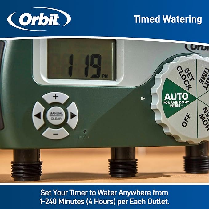 Orbit 56082 3-Outlet Programmable Digital Hose Watering Timer (Pack of 4)