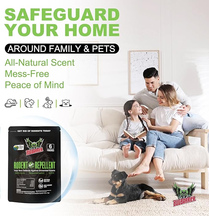 Extra-Strength Mouse Repellent Deterrent Pouches, USDA 99% Biobased, Peppermint & Rosemary Oils Repel Mice Nesting in Car, RV, Boat, Garage, Shed, Cabin Made in The USA (12 Pack)