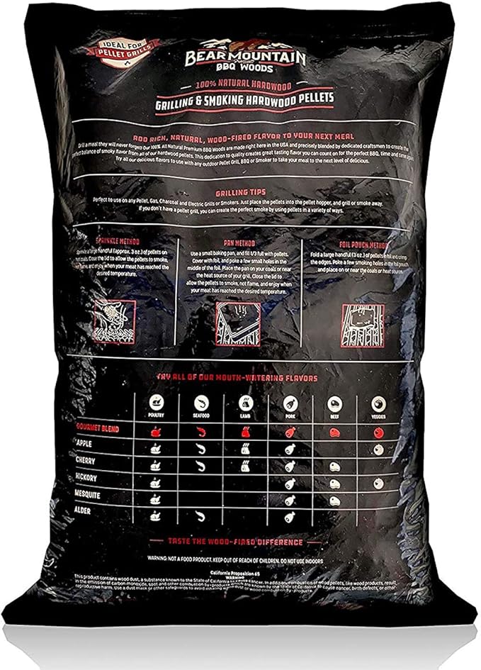 Bear Mountain All Natural Wood Pellets for Smoker, Grill & BBQ, 40 Lbs, Cherry - Premium Hardwood Barbecue Pellet Accessories for Indoor and Outdoor Grilling