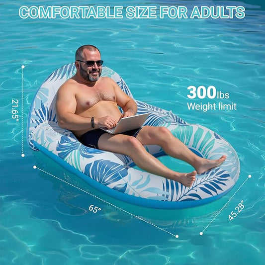 Pool Floats for Adults with Canopy,Grand Extra Large Inflatable Chair Lounger Floaties with Adjustable Sun Shade Cover, Drink Holder,Travel Pool Beach Lake Swim Inflatables Water Floating Rafts