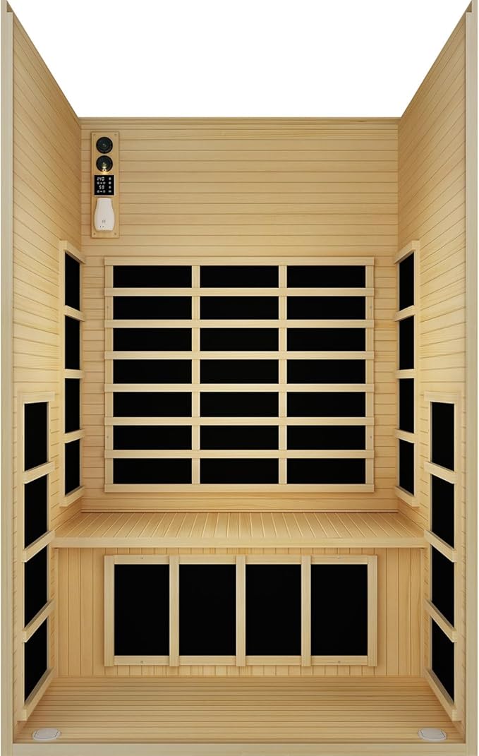 JNH Lifestyles Ensi 2-Person Home Infrared Sauna with Red Light Therapy, Ultra-Low EMF - Indoor Personal Luxury Spa for House and Gym