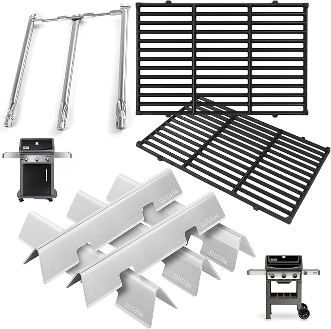 Grill Parts for Weber GS4 Spirit 2 Grill Parts Spirit II/I 300 SER Replacement Parts for Weber 67046 Flavorizer Bars 7636 69797,Weber Spirit 2 Grill Grates 7638,Burner 67025 69787&Crossover Tube 69898