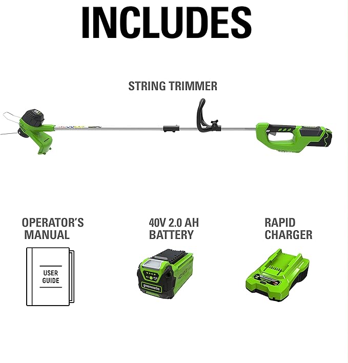 Greenworks 40V 12" Cordless String Trimmer, 0.065" Dual Line with Auto Feed, Variable Speed, Lightweight Weed Eater, 3-Year Warranty