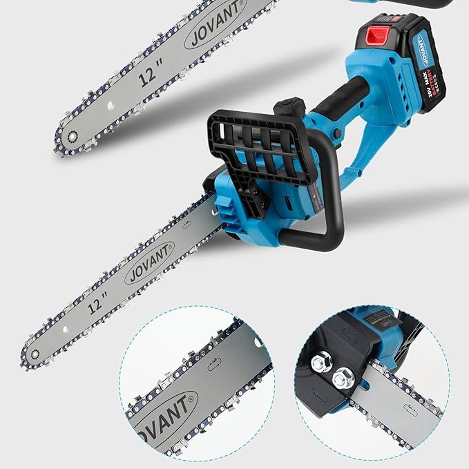 Jovant 2-IN-1 Cordless 12 Inch Pole saw & Mini Chainsaw, 1* Max 20V 6Ah Battery, 15ft Max Reach, Electric Pole Saws for Tree Trimming, Branch Cutting