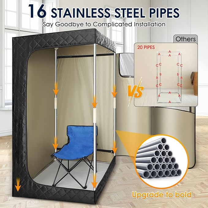Portable Sauna, Personal Sauna for Home,Steam Sauna,Sauna Box Sauna Tent with 3L Steamer, UV Atomization, Cycling Timer and 9 Levels,72''X36''X36''- Black
