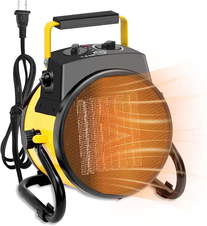 1500W Portable Garage Heater, Electric Outdoor Heater with Fast Heating & Overheat Protection, Patio and Greenhouse Space Heater for Indoor or Outdoor Use（Gold）