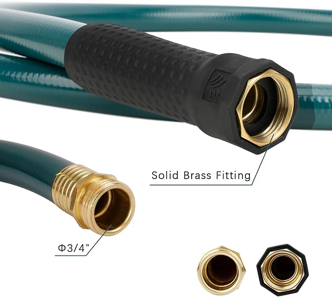 Worth Short Lead-in Green Garden Hose 5/8 in. x 4 ft. -Kink Free, No Leaking, Male/Female Fittings -Heavy Duty Durable Flexible Lightweight Water Pipe -Brass Aluminum Ends for Household & Yard Use