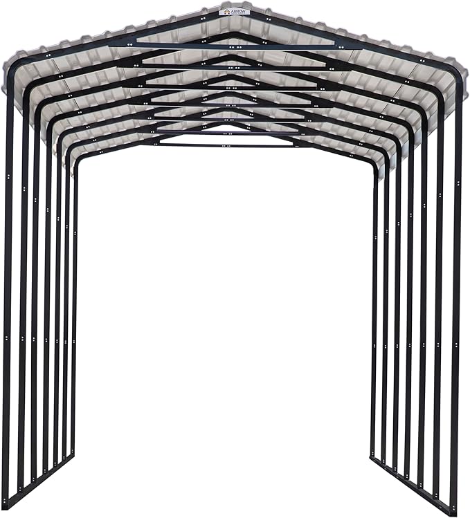 Arrow Carports Galvanized Steel Carport, RV Metal Carport Kit, 14' x 29' x 14', Charcoal