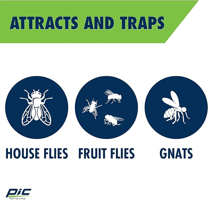 PIC Flying Insect Light Trap Refill, Attracts & Trap House Flies, Fruit Flies, and Gnats - (3 Refill Cartridges)