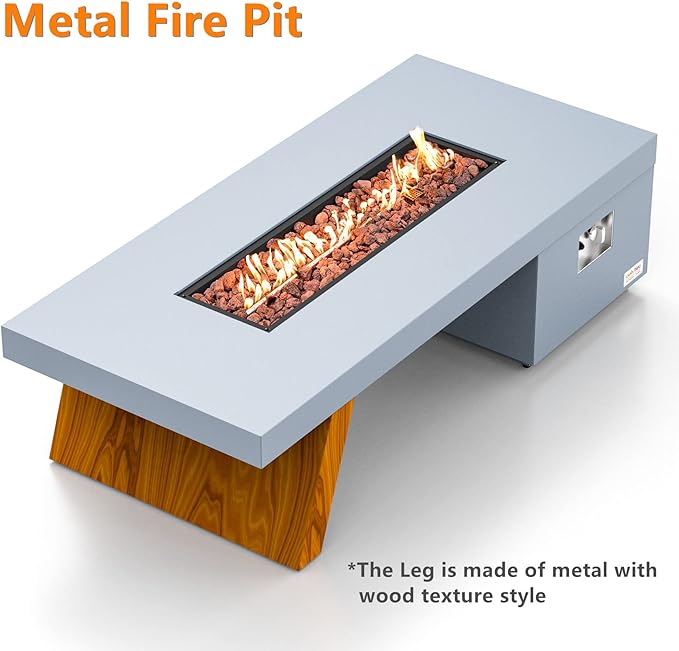 ONLYFIRE OUTDOOR LIVING Premium 60” Gas Fire Pit Table with Lava Rocks & 12FT Hose, Large Propane Firepit, Smokeless Fireplace 60,000BTU, for Backyard Patio Bonfire Party, FP015