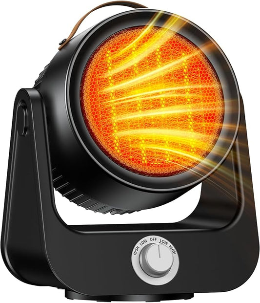 1500W PTC Ceramic Electric Heater, 250Sq.ft 1S Heating, 4 Modes, 100° Vertical & Horizontal 3D Swing Patio Heaters for Outdoor Use, Tip-over&Overheat Safe Space Heaters for Indoor Use Garage