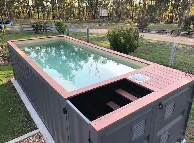 20ft/40ft Outdoor Swimming Pool Large Above-Ground Backyard Pool Luxury Prefab Container Swimming Pools for Family Leisure, Home Entertainment and Daily Garden Relaxation