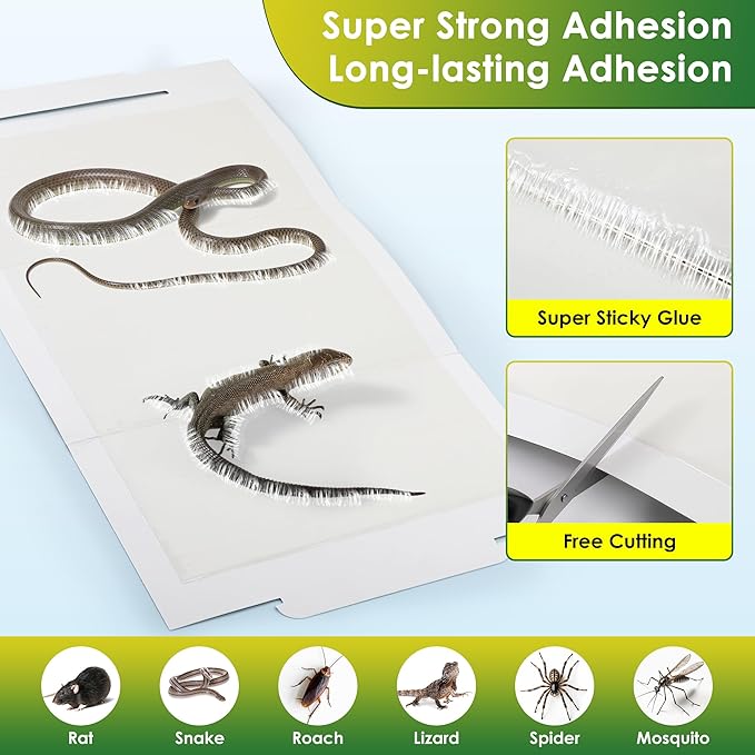 Qualirey 28" x 14" Extra Large Snake Glue Traps 4 Pack, Mouse Sticky Traps Indoor for Home, Non Toxic Glue Boards for Snakes, Rats, Insects, Cockroaches Lizards and Other Pests Pet Safe Pest Control