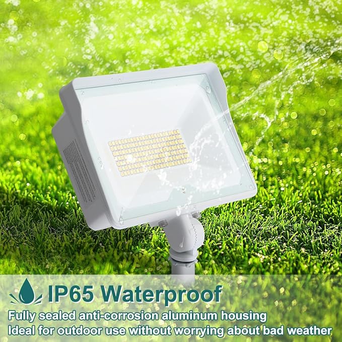 kadision 55W White LED Flood Light with Dusk-to-Dawn Photocell, 3000K/4000K/5000K Selectable, 120V 6600lm IP65 Waterproof Knuckle Mount Outdoor Security Lights, ETL Listed