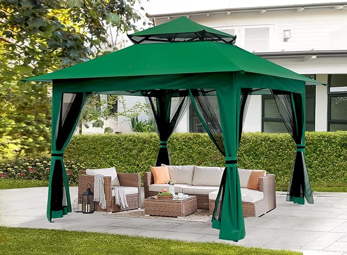ABCCANOPY Pop Up Gazebo 13x13 - Outdoor Canopy Tent with Mosquito Netting for Patio Garden Backyard (Green)