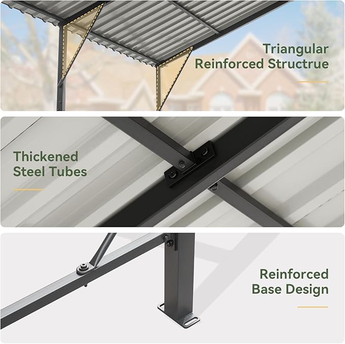 Aoxun 12x20 FT Metal Carport, Heavy Duty Carport Canopy with Reinforced Frame and Enhanced Base, Outdoor Car Canopy for Pickup Trucks, Cars, SUVs, Tractors and Boats