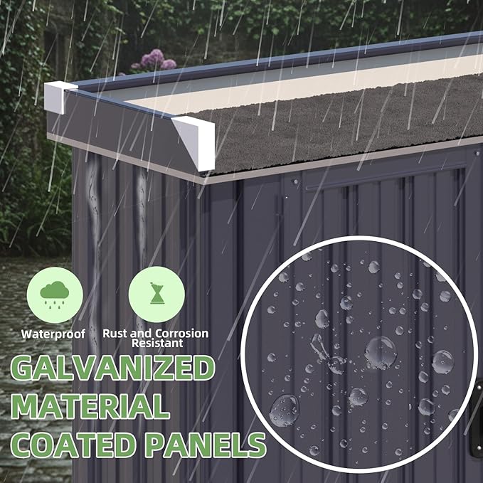 AECOJOY Outdoor Storage Cabinet Waterproof, Potting Workbench Table with Adjustable Shelves, Large Space Outside Metal Sheds & Outdoor Storage Garden Cabinet for Gardening Tools, Grey