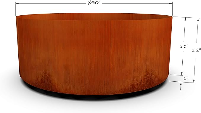 PLANTERCRAFT Corten Steel Metal Planter Box, Round Sizes, Modern Garden Steel planters for Commercial and Residential Outdoor Use.