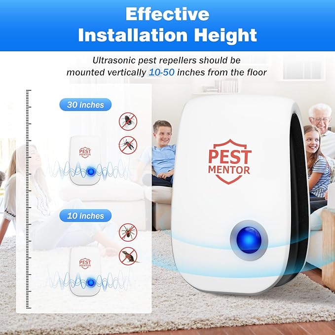 Ultrasonic Pest Repellent 10 Packs, Plug-in Ultrasonic Pest Repellent Indoor, Effectively Repel Mosquitoes Flies Mice Cockroaches Insects Spiders, Family Friendly Pest Control for Home Office Kitchen