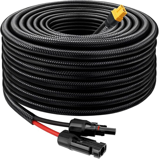 MOOKEERF Solar to XT60 Cable 10AWG 25FT Solar Connector to XT60 Adapter Cable for Solar Panel to Battery RV Portable Power Station Solar Generator - 25 Foot