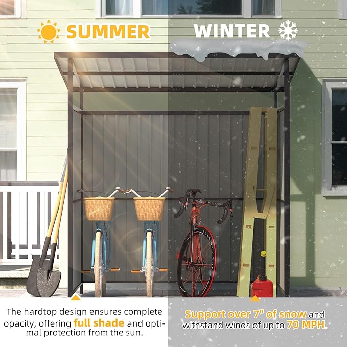 AECOJOY 6' x 6' Outdoor Hardtop Grill Gazebo, Small Pergolas and Gazebos Clearance, Lean to BBQ Gazebo for Outdoor Grill, Metal Awnings for Patio and Decks