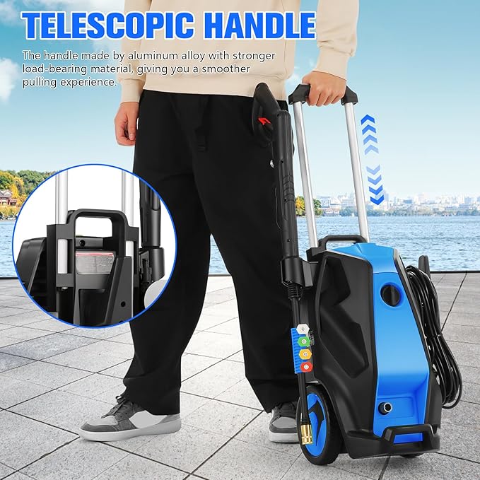 5000PSI 4.0GPM Heavy Duty Electric Pressure Washer with 33 FT Extension Hose, 4 Quick Connect Nozzles and Foam Cannon for Cars/Fences/Driveways/Patios/Home Cleaning, Blue