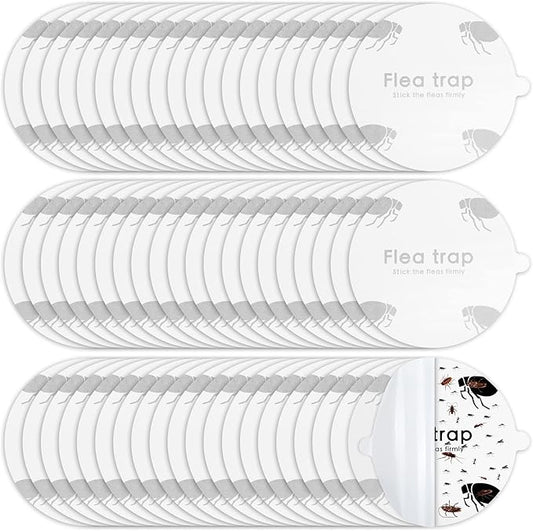 Flea Trap Refill Discs Sticky Fly Trap Refill Glue Board Refills Double Layer Adhesive Nontoxic Odorless Pest Control Replacement Sticky Glue Pads 7.1 Inch for Bugs Flies(60 Pcs)