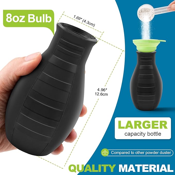 Large Bulb Powder Duster, 2PC Diatomaceous Earth Spreader for Garden and Indoor Insect Treatment, Handheld Dust Applicator Spray Bottle with Long Copper Tube