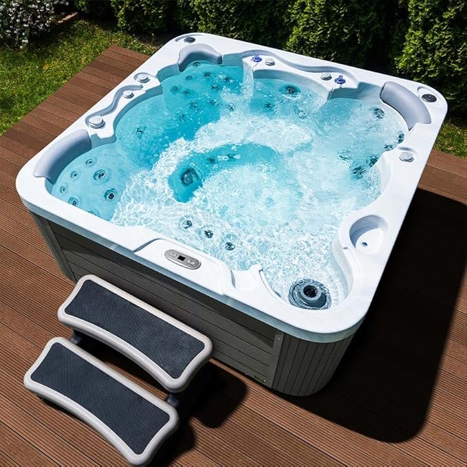 Bueno Spa Jersey 6 - Person 46 - Jet Acrylic Hot Tub with New Arctic Max Insulation, Ozonator, and Cover in Ice White
