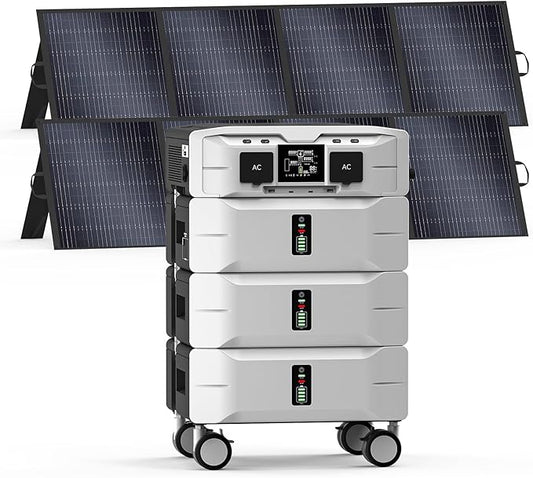 IEE 7680Wh Solar Generator SP5000 with 2x200W Solar Panel, 120/240V Power Station 5000W(Peak 9000W) AC Output, Expandable Capacity, Portable LFP Battery Generator for Home Use, Power Outages, RVs
