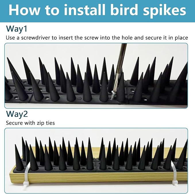 Bird Spikes,Black,6 Pack Bird deterrents for Outside,Keep Raccoon Squirrel Pigeon Away,Fence Spike for Garden Patio