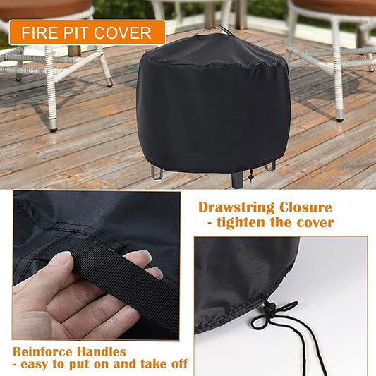Fire Pit Cover, 20inch Firepit Cover, Waterproof Outdoor Covers with Handles and Drawstring-20x15inch