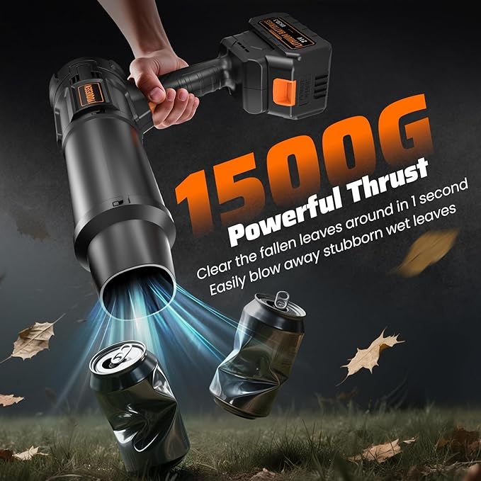 990,000 RPM Cordless Leaf Blower - 21V Electric Handheld Leaf Blower with 2×4.0Ah Batteries & Fast Charger - Lightweight for Patio, Lawn, Yard, Deck Cleaning - Sooty